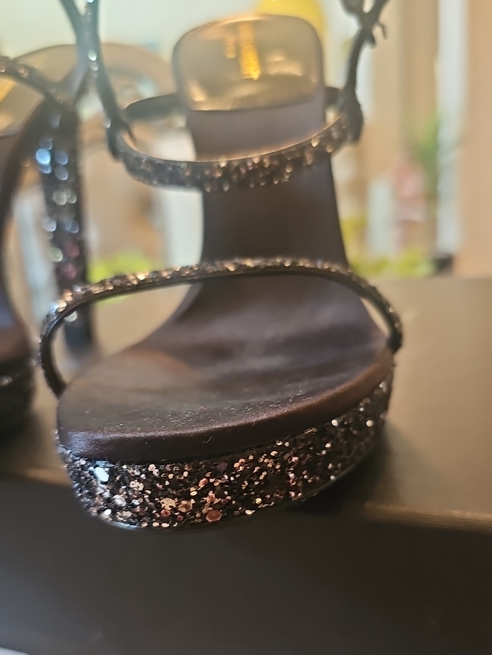 Saint Laurent Black Glitter Platform High Heel Sandals Size 38 NWT - Picture 13 of 15